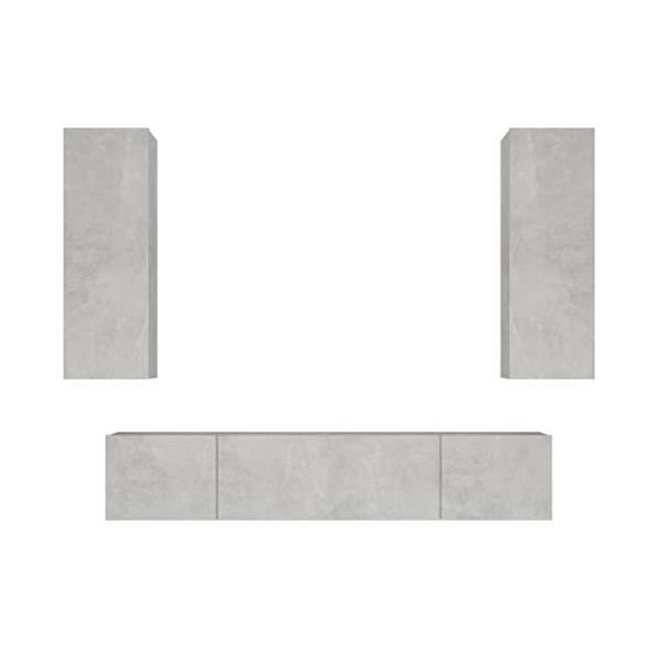 Générique Ensemble de Meubles TV 4 pcs Gris béton Bois dingénierie,49.5 KG,3114201, Meubles, Meubles TV