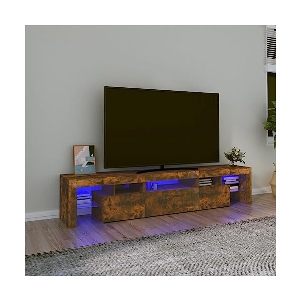 Générique Meuble TV avec lumières LED Chêne fumé 200x36,5x40 cm,42.3 KG,3152815, Meubles, Meubles TV