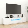 ZEYUAN Meuble TV avec lumières LED Blanc 180x35x40 cm,Meuble Bas Salon,Meubles De Salon TV,Meuble TV Longueur