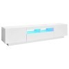 ZEYUAN Meuble TV avec lumières LED Blanc 180x35x40 cm,Meuble Bas Salon,Meubles De Salon TV,Meuble TV Longueur