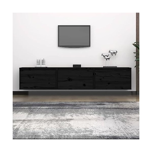 Générique Meubles TV 3 pcs Noir Bois Massif de pin, 18.7 kg, 3100133, Meubles, Meubles TV