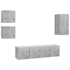 Générique Ensemble de Meuble TV 5 pcs Gris béton Aggloméré,43.5 KG,3079115, Meubles, Meubles TV