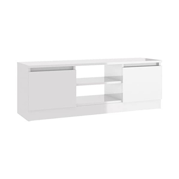 Meuble TV de jardin avec porte Blanc brillant 102 x 30 x 36 cm