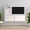 GuyAna Meubles TV 3 pcs Blanc Bois Massif de pin,Meuble TV,Table Basse Salon Meuble TV,Table Basse LED Couleurs