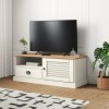 heybb Meuble TV Vigo Blanc 106x40x40 cm Bois Massif de pin,Meuble TV,Table Basse Salon Meuble TV,Table Basse LED Couleurs