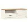 heybb Meuble TV Vigo Blanc 106x40x40 cm Bois Massif de pin,Meuble TV,Table Basse Salon Meuble TV,Table Basse LED Couleurs