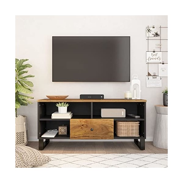 ZEYUAN Meuble TV 100x33x46 cm Bois de manguier et dingénierie,Meuble TV,Table Basse Salon Meuble TV,Table Basse LED Couleurs