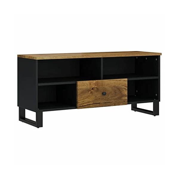 ZEYUAN Meuble TV 100x33x46 cm Bois de manguier et dingénierie,Meuble TV,Table Basse Salon Meuble TV,Table Basse LED Couleurs