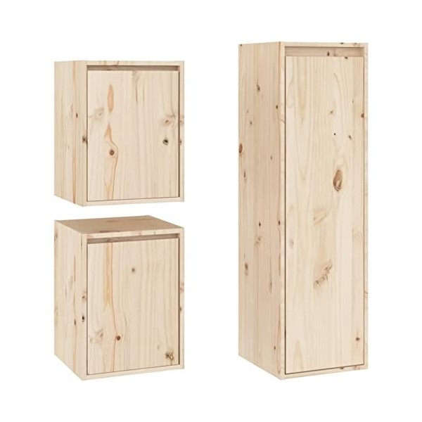 Camerina Meubles TV 3 pcs Bois Massif de pin,Meuble TV,Meuble TV Moderne,Meuble de Salon