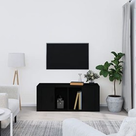 RAUGAJ Centres de divertissement et meubles TV - Meuble TV noir 100 x 35 x 40 cm - Bois dingénierie