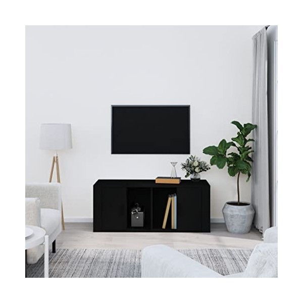 RAUGAJ Centres de divertissement et meubles TV - Meuble TV noir 100 x 35 x 40 cm - Bois dingénierie