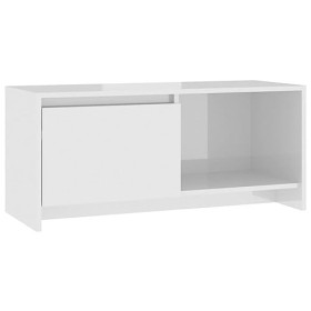 TOYOCC Meuble TV de jardin en bois blanc brillant 90 x 35 x 40 cm