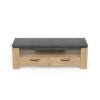 Demeyere Meuble TV 2 Tiroirs-Décor Chêne et Gris Anthracite-Fabrication Française-Style Contemporain-pour Salon-L140 l42 H47 