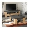 Demeyere Meuble TV 2 Tiroirs-Décor Chêne et Gris Anthracite-Fabrication Française-Style Contemporain-pour Salon-L140 l42 H47 