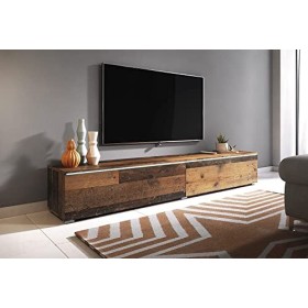 Meuble TV Lowboard D 180 cm, meuble TV, meuble TV flottant, couleur bois Old Style, éclairage LED en option sans éclairage L