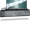 Vladon Meuble TV Lana 140 Armoire Murale lowboard 140 x 29 x 37 cm, Caisson en Noir Mat, façades en marbre Graphite | Grand C