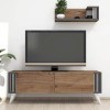 Homemania Meuble TV Nicol, Bois, Noyer, 120 x 31 x 42 cm