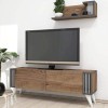 Homemania Meuble TV Nicol, Bois, Noyer, 120 x 31 x 42 cm