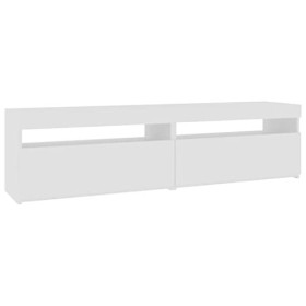 homiuse Meubles TV 2 Pcs avec Lumières LED Blanc Brillant 75x35x40 cm Meuble HiFi Aspect Moderne Support de TV Table Télévisi