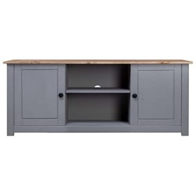 JUNZAI Meuble TV Gris 120x40x50 cm Bois de pin Massif Gamme Panama,Meuble TV,Meuble TV Moderne,Meuble de Salon