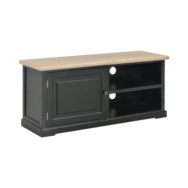 Meuble TV Noir 90 x 30 x 40 cm Bois - Meuble TV, Armoire Basse Centre, Support Télé pour Salon Chambre,