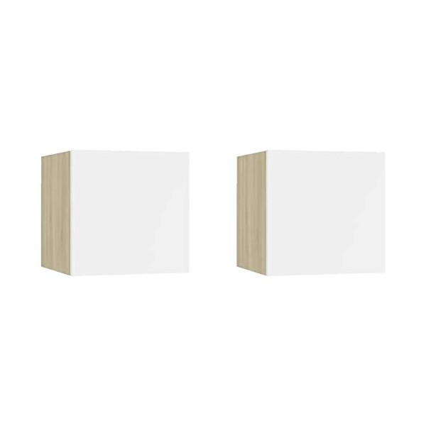 vidaXL 2X Meubles TV Muraux Centre de Divertissement Armoire Suspendue Meuble Stéréo Salon Salle de Séjour Maison Intérieur C