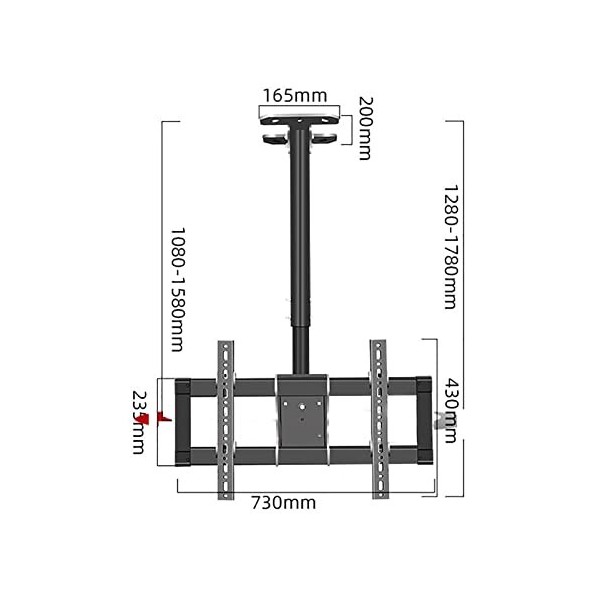 Support De Montage Réglable pour Téléviseur Au Plafond - Ascenseur Télescopique pour Téléviseur Au Plafond, Support TV Inclin