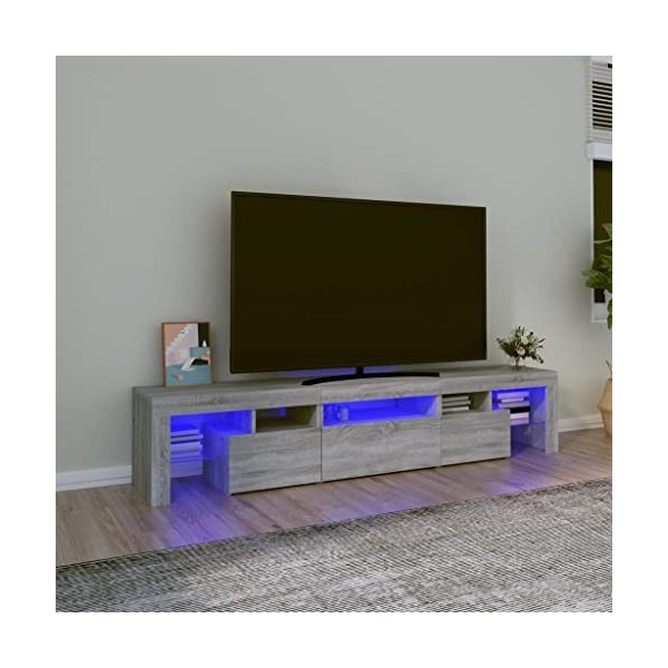 Générique Meuble TV avec lumières LED Sonoma Gris 200x36,5x40 cm, 42.1 kg, 3152816, Meubles, Meubles TV