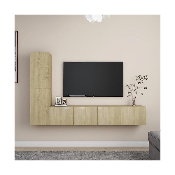 Générique Ensemble de Meuble TV 4 pcs Chêne Sonoma Aggloméré,43.3 KG,3078989, Meubles, Meubles TV