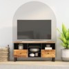 BaraSh Meuble TV 100x33x46 cm Bois de manguier et dingénierie,Meuble TV,Table Basse Salon Meuble TV,Table Basse LED Couleurs