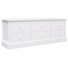 LAPOOH Meuble TV Blanc 108x30x40 cm Bois de Paulownia Solide,Meuble TV,Table Basse Salon Meuble TV,Table Basse LED Couleurs