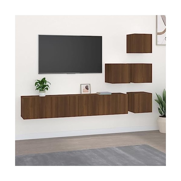 Générique Meuble TV Mural Chêne Marron Bois dingénierie,50.9 KG,3114581, Meubles, Meubles TV