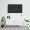 LAPOOH Meuble TV Blanc 105x35x50 cm Acier,Meuble TV,Meuble TV Moderne,Meuble de Salon