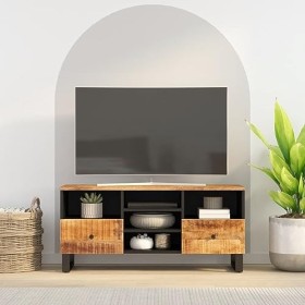 ZEYUAN Meuble TV 100x33x46 cm Bois de manguier et dingénierie,Meuble TV,Table Basse Salon Meuble TV,Table Basse LED Couleurs