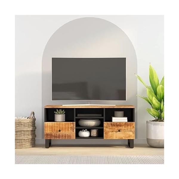 ZEYUAN Meuble TV 100x33x46 cm Bois de manguier et dingénierie,Meuble TV,Table Basse Salon Meuble TV,Table Basse LED Couleurs
