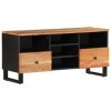 ZEYUAN Meuble TV 100x33x46 cm Bois dacacia Solide et dingénierie,Meuble TV,Table Basse Salon Meuble TV,Table Basse LED Coul