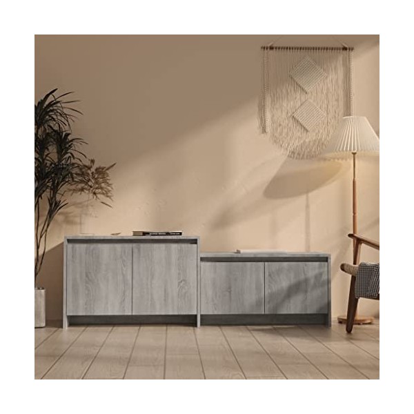 RAUGAJ Centres de divertissement et meubles TV - Meuble TV - Gris Sonoma - 146,5 x 35 x 50 cm - Bois dingénierie