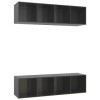 Camerina Meubles TV muraux 2 pcs Gris Brillant Aggloméré,Meuble TV,Meuble TV Moderne,Meuble de Salon