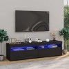 homiuse Meubles TV 2 Pcs avec Lumières LED Noir 75x35x40 cm Meuble HiFi Aspect Moderne Support de TV Table Télévision Meuble 