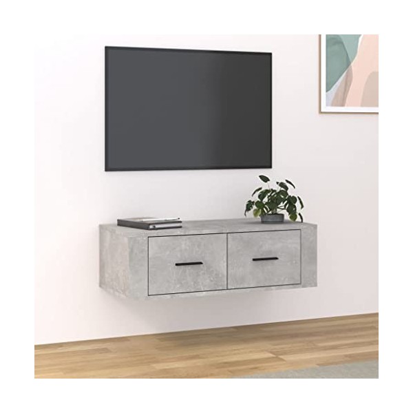 VEEKI Meuble TV, Meuble TV Suspendu, Meuble TV Industriel, Meuble TV Bois, Meuble Chambre, Convient pour Salon ou Chambre, Su