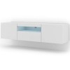 Aura - Armoire basse Hi-Fi pour TV - 150 cm - Universelle - À suspendre ou à poser - Avec LED - Blanc mat