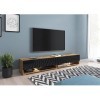 PIASKI Meuble TV Lowboard A 180 cm, meuble TV, couleur noire Wotan, éclairage LED en option sans éclairage LED , Noir