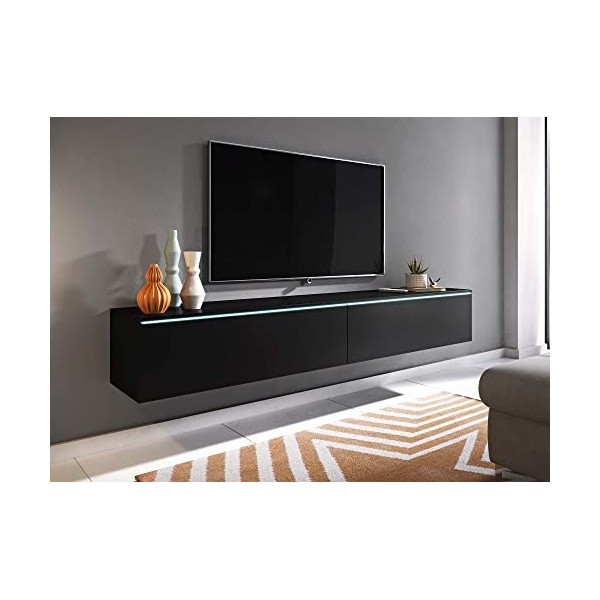 DECO IN PARIS Meuble TV Contemporain avec LED 2 Portes Malorie - 180 cm