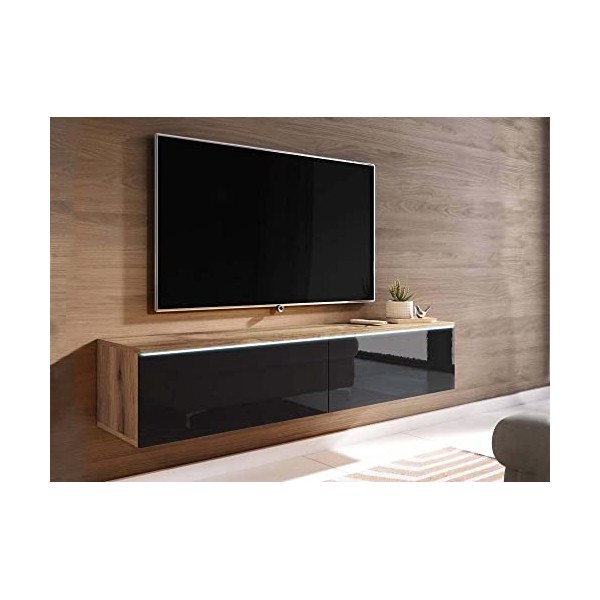 DECO IN PARIS Meuble TV Contemporain avec LED 2 Portes Malorie - 180 cm