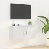 Keyur Meuble TV Suspendu, Meuble TV Mural Design Étagère Murale pour Télévision Meuble TV Mural Blanc Brillant 80x34,5x40 cm