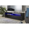 MMT Furniture BRG1550 Meuble TV avec lumières LED bleues – Console TV et unité de divertissement avec rangement – Étagère de 