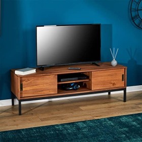 IDIMEX Meuble TV Selma Banc télé de 145 cm au Style Industriel Design Vintage avec 2 Portes coulissantes et 1 Compartiment Ou