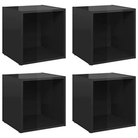 vidaXL 4X Meubles TV Centres de Divertissement Armoires Stéréo avec 1 Compartiment Salon Salle de Séjour Maison Gris Brillant