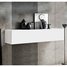 MB Muebles Bonitos | Meuble TV Suspendu 1 Porte | Meuble TV de Salon | 160 x 30 x 29cm | Blanc Finition Brillante | Modèle Kr