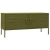 vidaXL Meuble TV Armoire Basse Centre de Divertissement Meuble Stéréo Salon Salle de Séjour Maison Intérieur Vert Olive 105x3